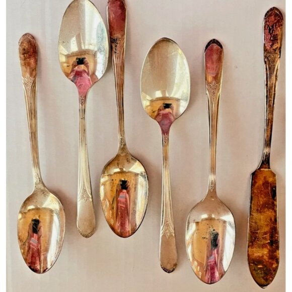 Mary Lou Devonshire 1928 Silverplate Flatware Lot 27pc Tarnished Patina Vintage - Picture 9 of 9